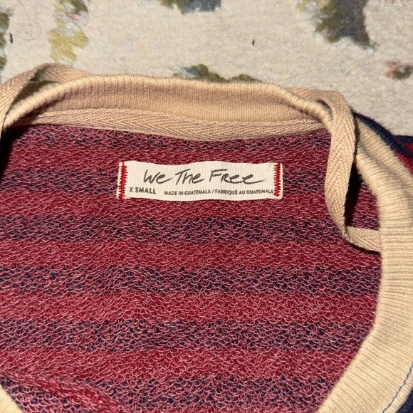 Free People Classic Striped Oversized Crewneck. XS - Picture 2 of 5